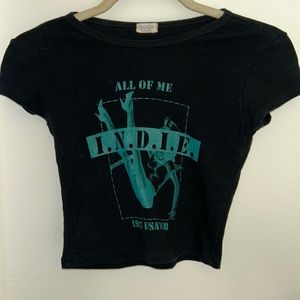 Brandy Melville crop black design t shirt great condition barely worn